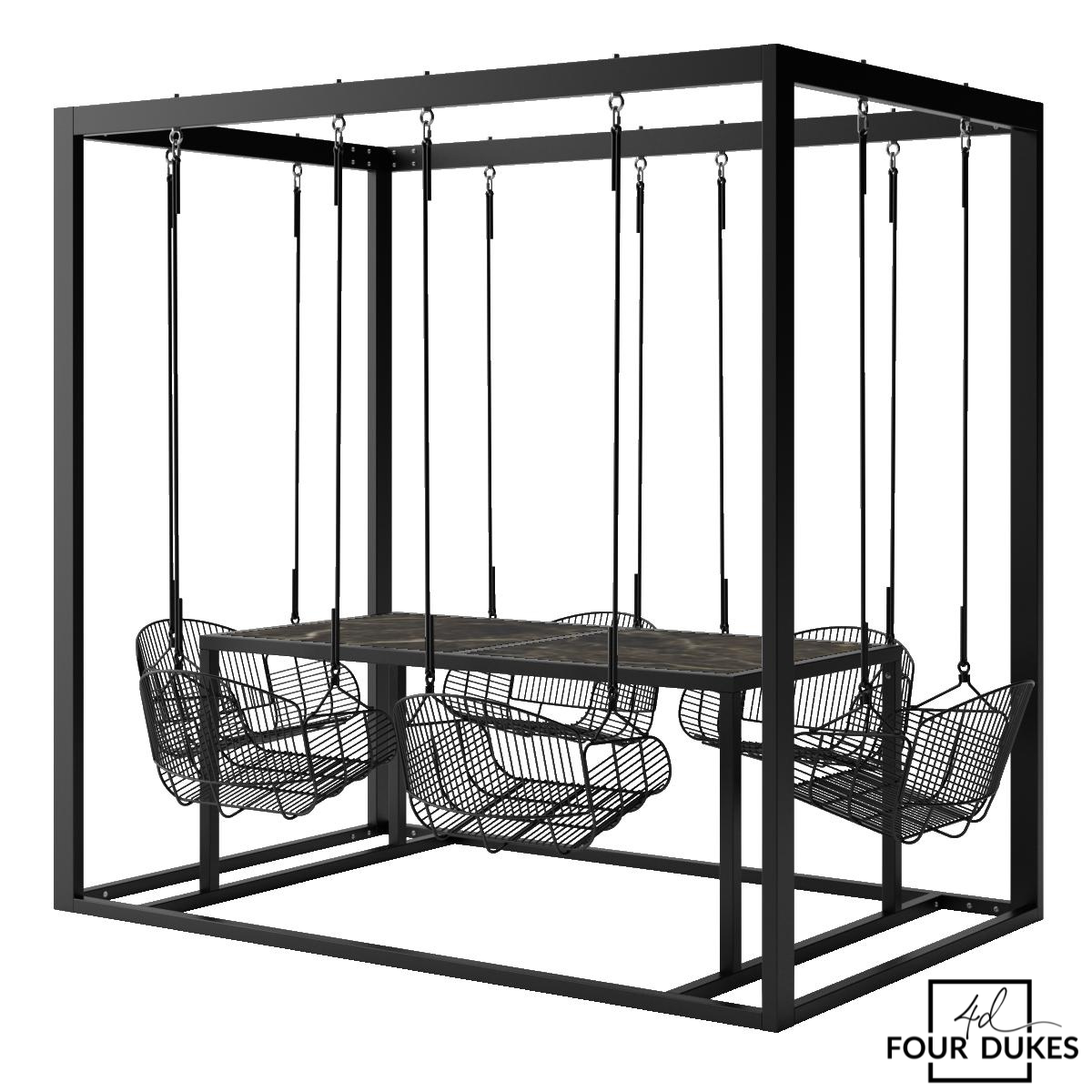 Four Dukes 6-Seater Swing Table Set - Metal Swings