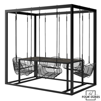 Four Dukes 6-Seater Swing Table Set - Metal Swings