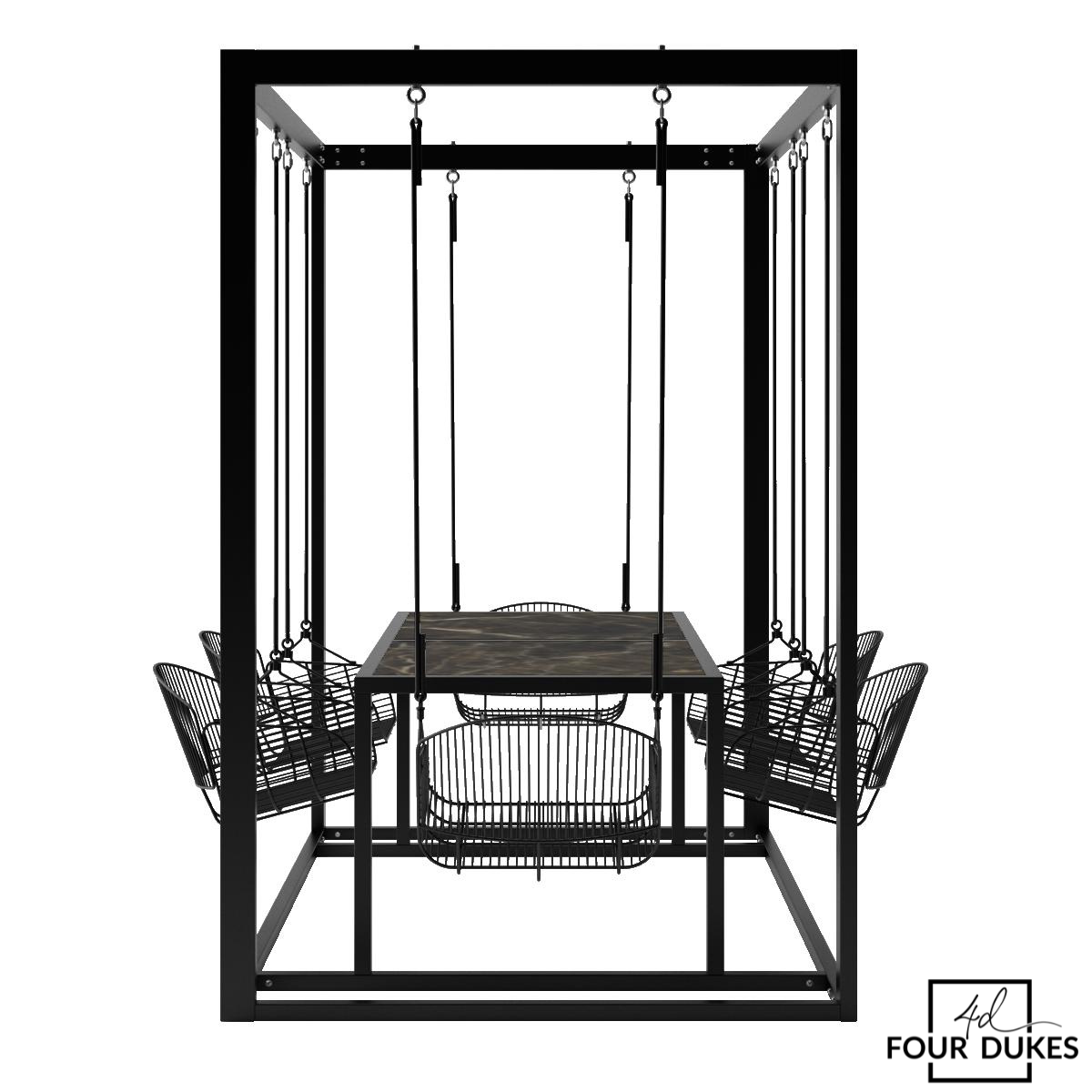 Four Dukes 6-Seater Swing Table Set - Metal Swings