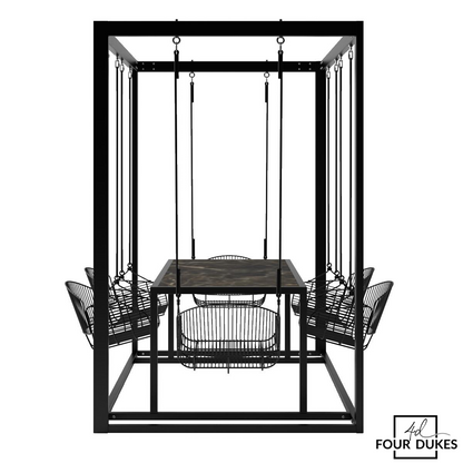 Four Dukes 6-Seater Swing Table Set - Metal Swings