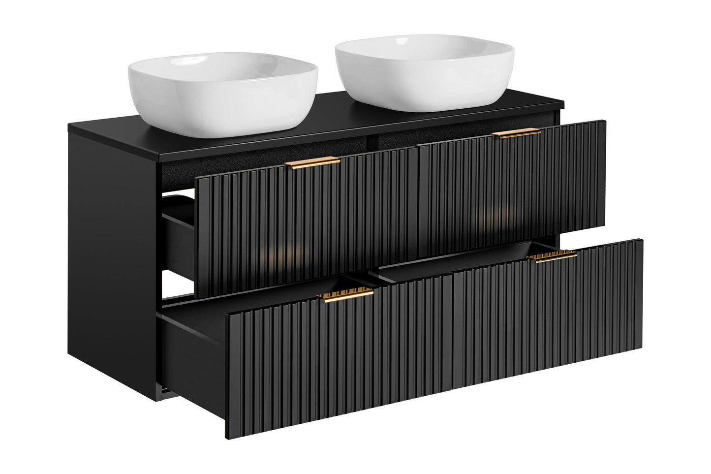 Adel Black Bathroom with High Cabinet Smile 120 cm SET-ADB B