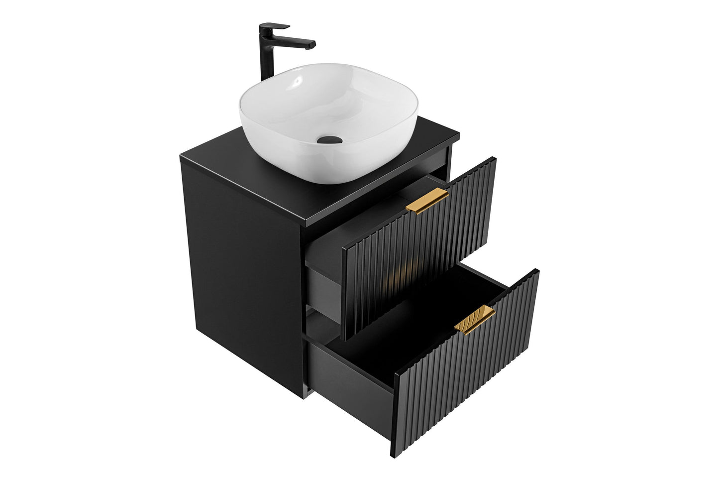 Adel Black Bathroom with High Cabinet Smile 60 cm SET-ADB B