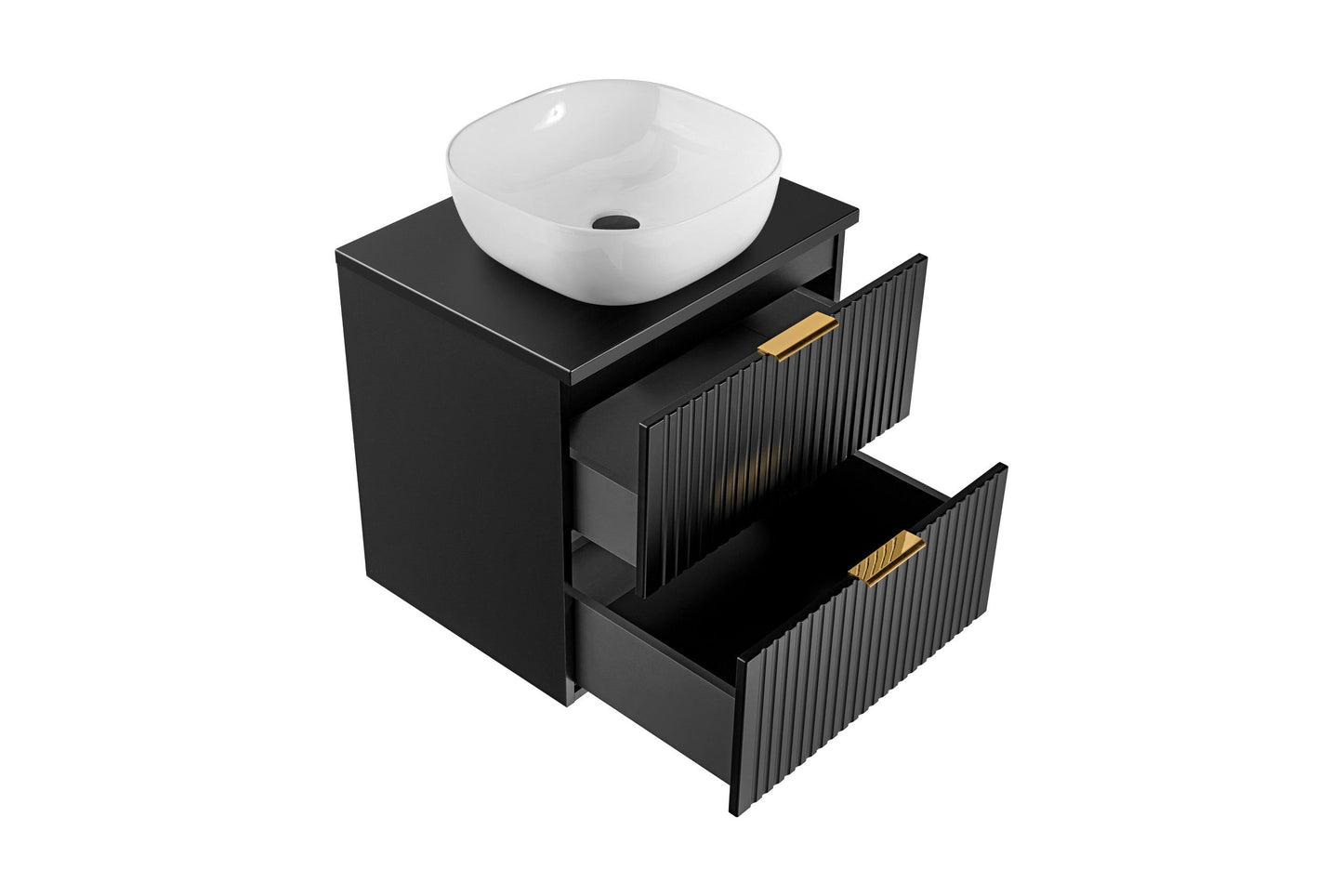 Adel Black Bathroom with High Cabinet Smile 60 cm SET-ADB B