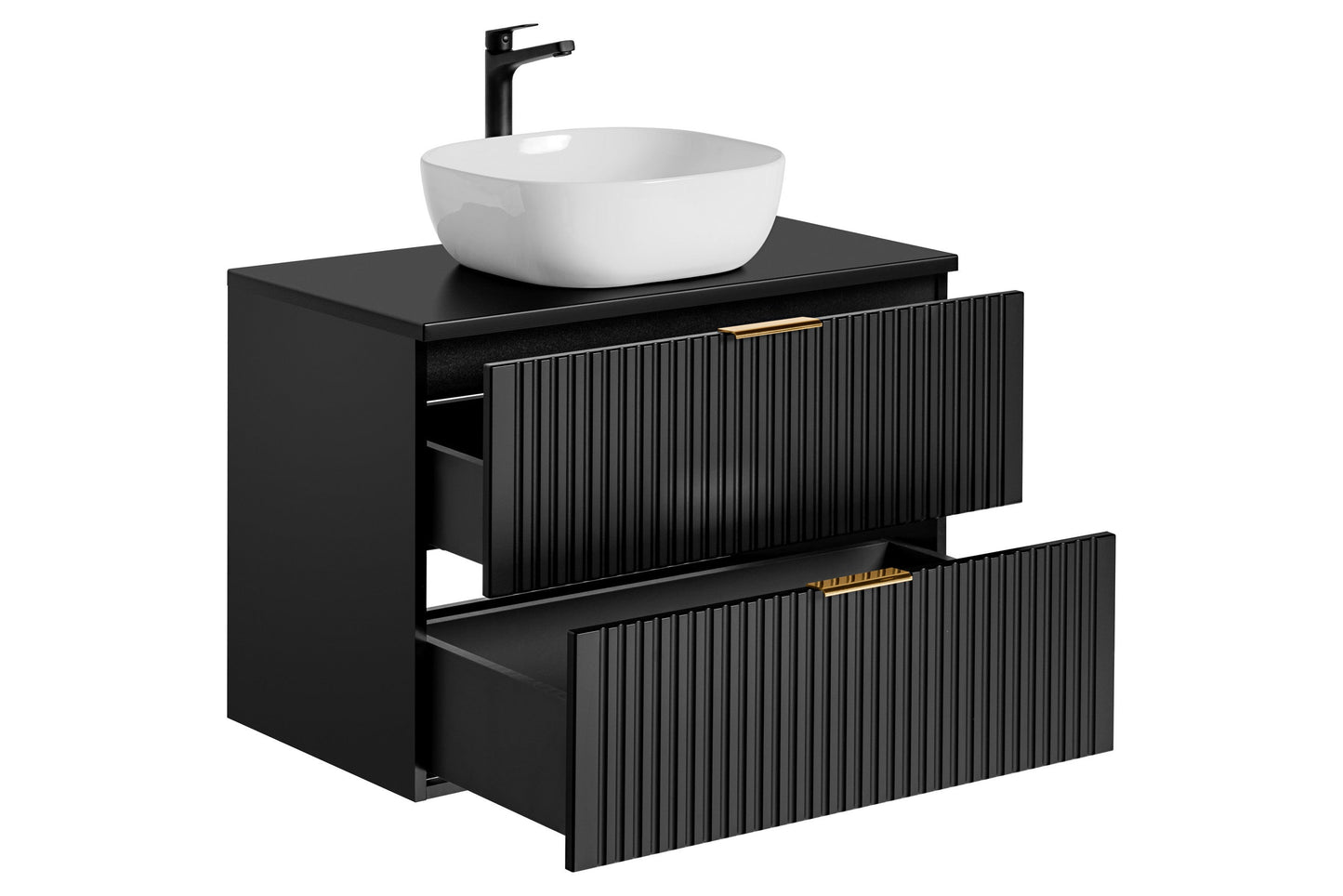Adel Black Bathroom with High Cabinet Smile 80 cm SET-ADB B