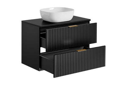 Adel Black Bathroom with High Cabinet Smile 80 cm SET-ADB B