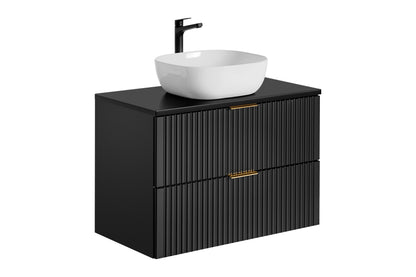 Adel Black Bathroom with High Cabinet Smile 80 cm SET-ADB B
