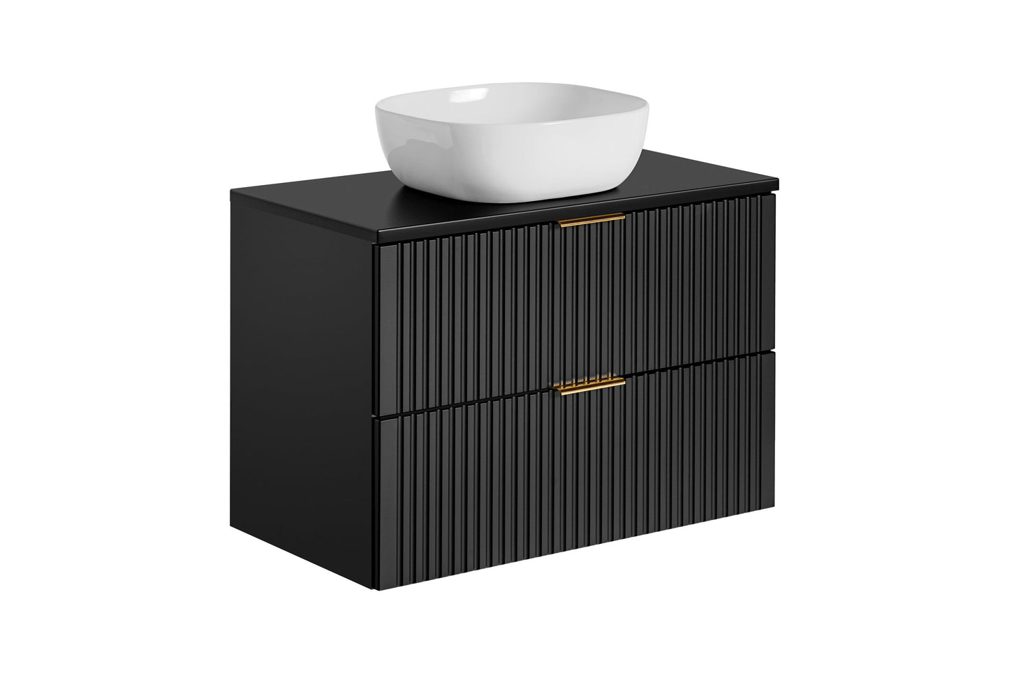 Adel Black Bathroom with High Cabinet Smile 80 cm SET-ADB B