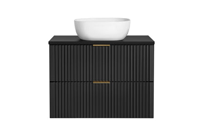Adel Black Bathroom with High Cabinet Smile 80 cm SET-ADB B