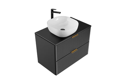 Adel Black Bathroom with High Cabinet Smile 80 cm SET-ADB B