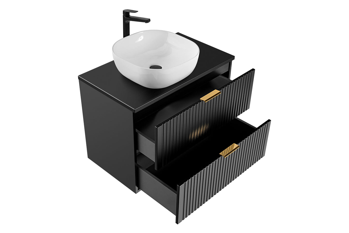 Adel Black Bathroom with High Cabinet Smile 80 cm SET-ADB B