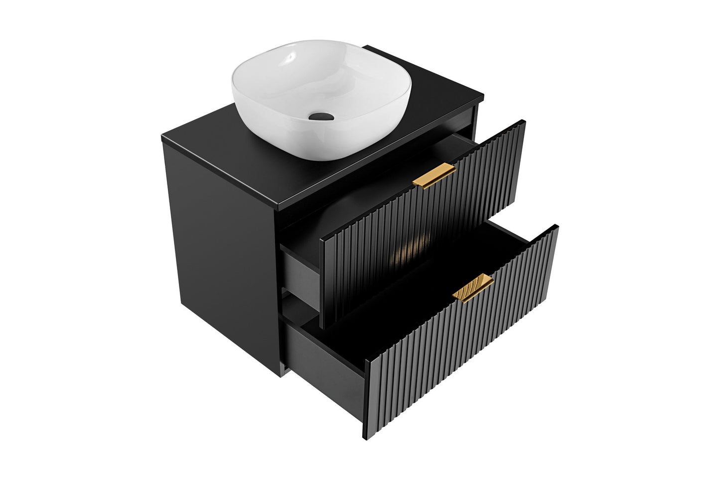 Adel Black Bathroom with High Cabinet Smile 80 cm SET-ADB B