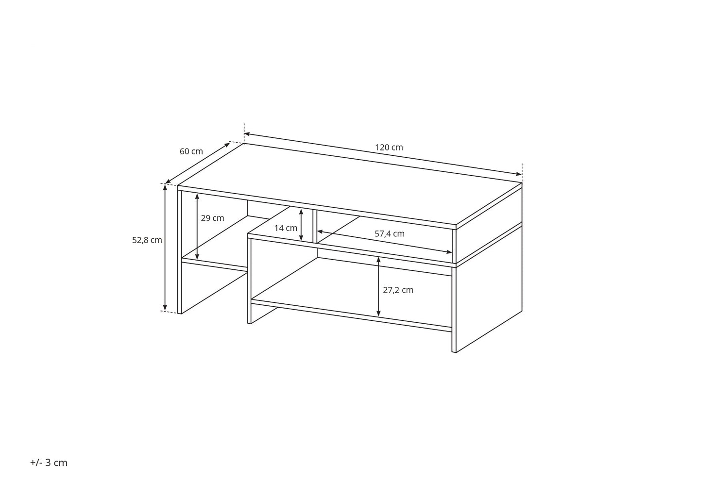 Lask ALVA Coffee Table – 120 x 60 x 53 cm – Golden Oak & Anthracite