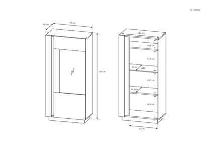 Lask ARCO Display Cabinet 72 – 72 x 40 x 154 cm – White