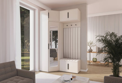 PK Bianco 23 Hallway Wardrobe Set - Upholstered Panels in Various Colours
