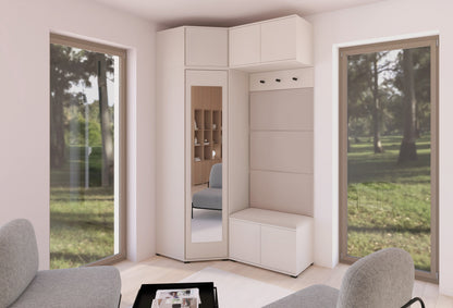 PK Bianco 19 Hallway Wardrobe Set - Upholstered Panels in Various Colours