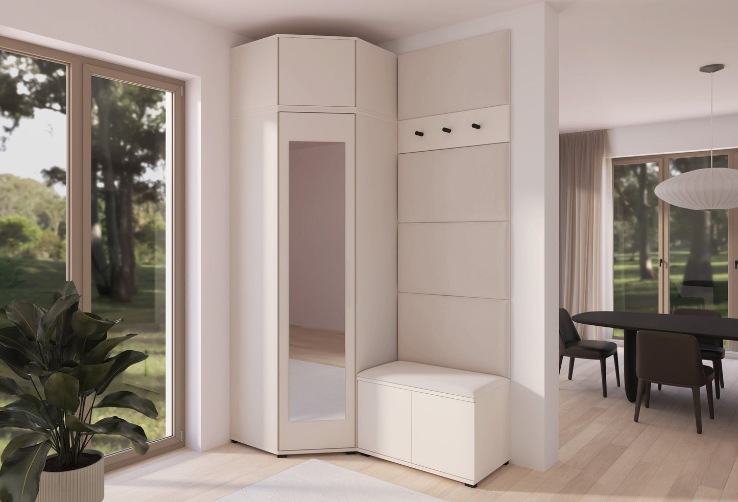 PK Bianco 18 Hallway Wardrobe Set - Upholstered Panels in Various Colours