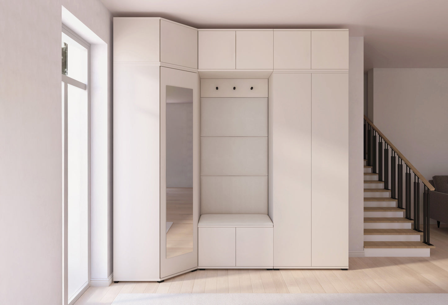 PK Bianco 20 Hallway Wardrobe Set - Upholstered Panels in Various Colours