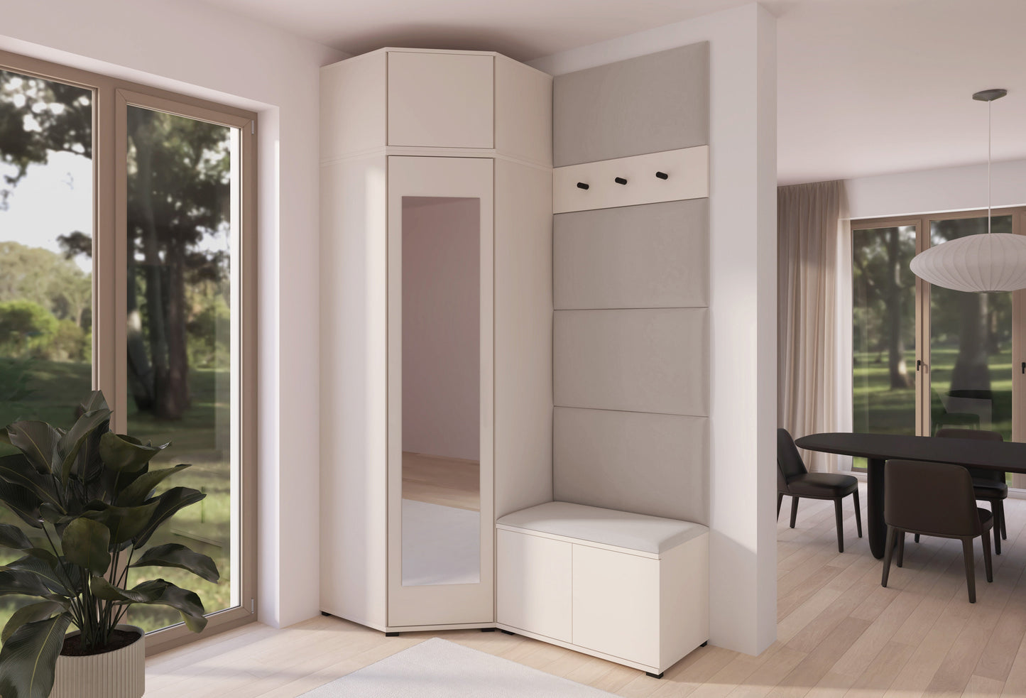 PK Bianco 18 Hallway Wardrobe Set - Upholstered Panels in Various Colours