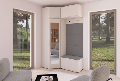 PK Bianco 19 Hallway Wardrobe Set - Upholstered Panels in Various Colours