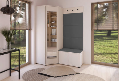PK Bianco 17 Hallway Wardrobe Set - Upholstered Panels in Various Colours