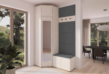 PK Bianco 18 Hallway Wardrobe Set - Upholstered Panels in Various Colours