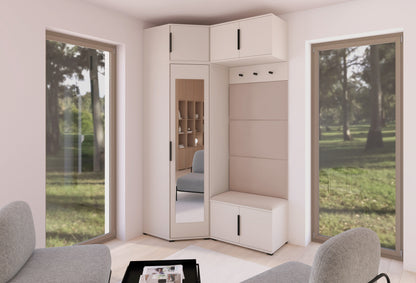 PK Bianco 19 Hallway Wardrobe Set - Upholstered Panels in Various Colours