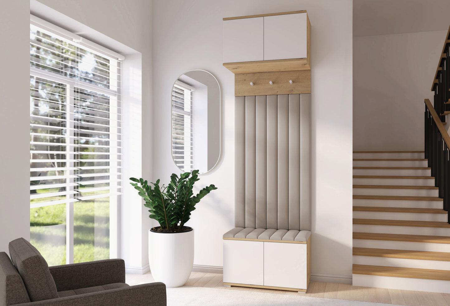 PK Sevilla 11 Hallway Wardrobe - Upholstered Panels in Various Colours