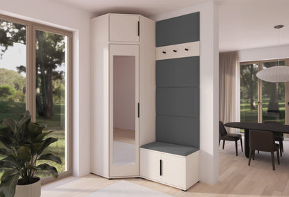 PK Bianco 18 Hallway Wardrobe Set - Upholstered Panels in Various Colours
