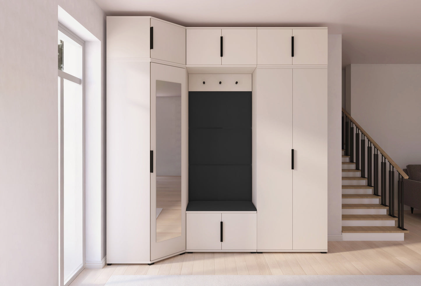 PK Bianco 20 Hallway Wardrobe Set - Upholstered Panels in Various Colours