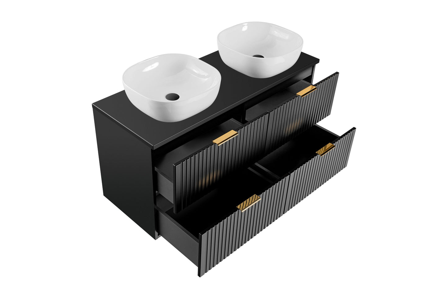 Adel Black Bathroom with High Cabinet Smile 120 cm SET-ADB B