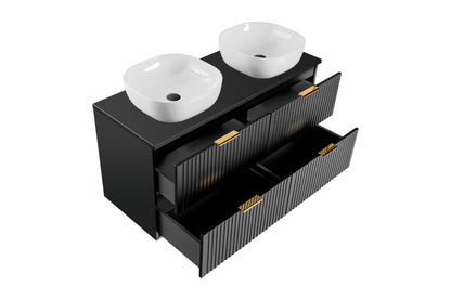 Adel Black Bathroom with High Cabinet Smile 120 cm SET-ADB B