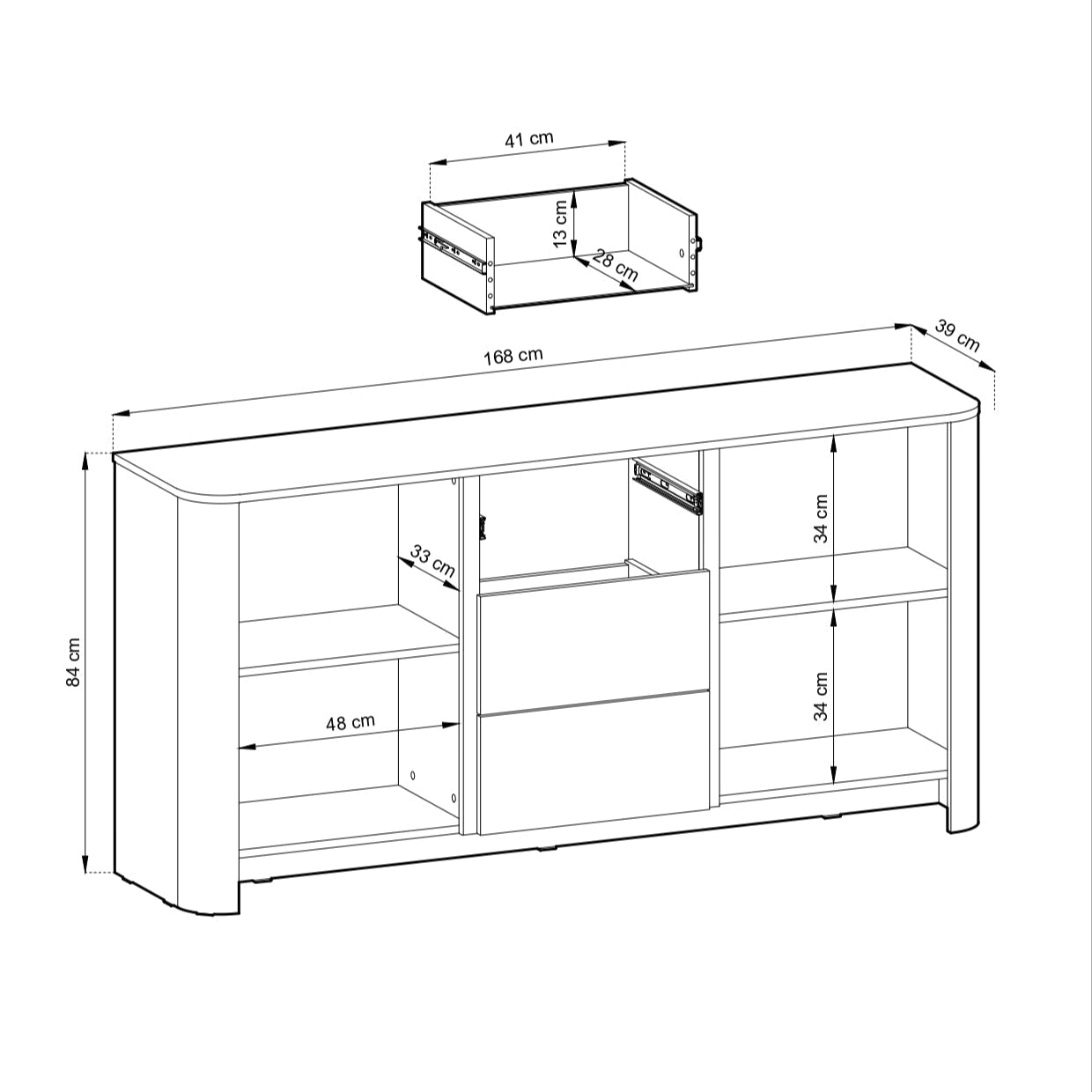 PI Bari Sideboard with Drawers – Vicenza Oak