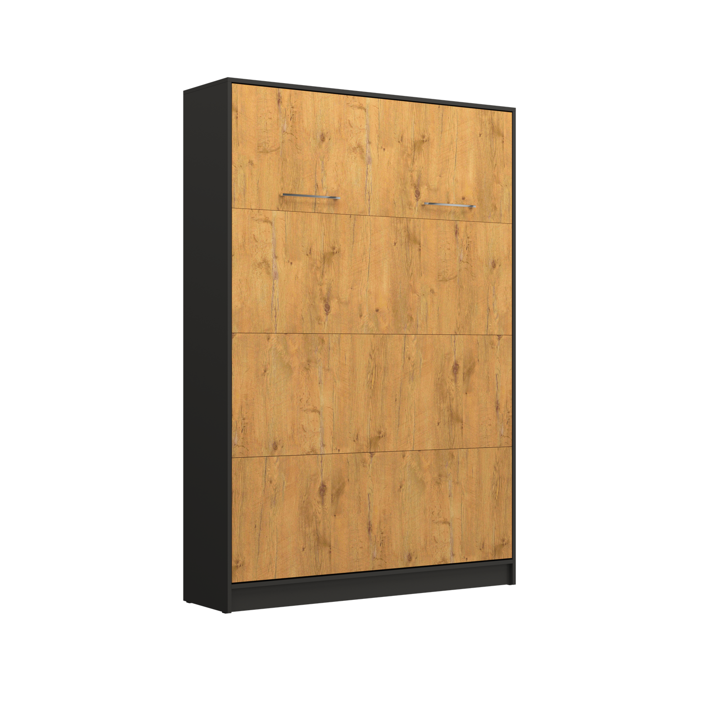 Customizable Murphy Bed Basic Vertical Furniture Set Black and Lancelot Oak 90, 120, 140 x 200 cm