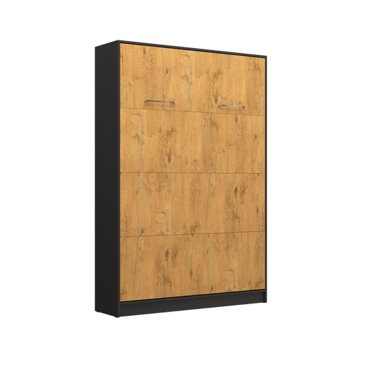 Customizable Murphy Bed Basic Vertical Furniture Set Black and Lancelot Oak 90, 120, 140 x 200 cm