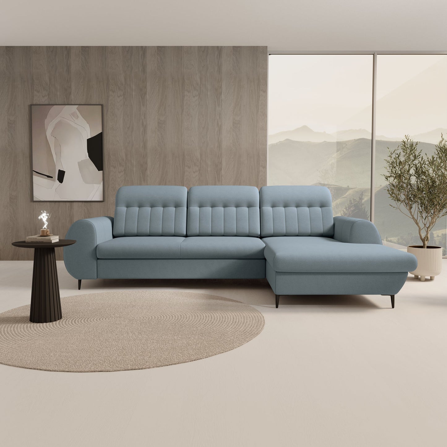 Lask BIANCO Corner Sofa with Sleeping Function – 275 x 166 cm – Left or Right Configuration