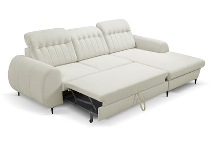 Lask BIANCO Corner Sofa with Sleeping Function – 275 x 166 cm – Left or Right Configuration