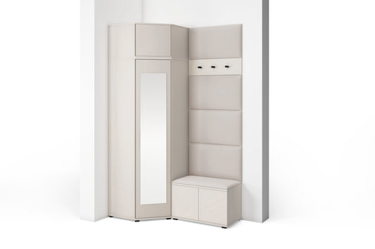 PK Bianco 18 Hallway Wardrobe Set - Upholstered Panels in Various Colours