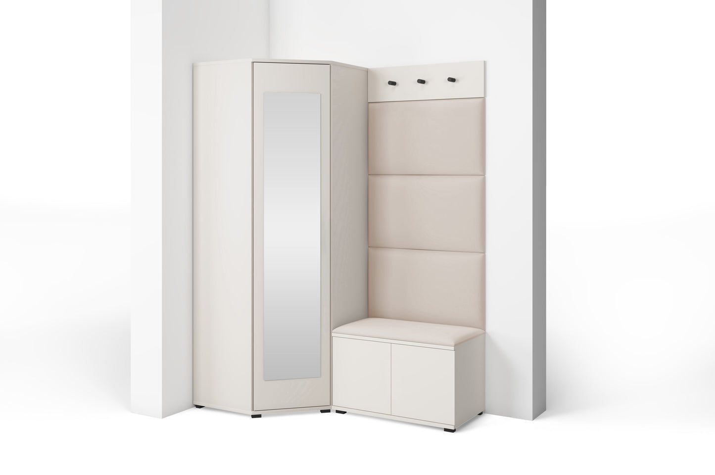 PK Bianco 17 Hallway Wardrobe Set - Upholstered Panels in Various Colours