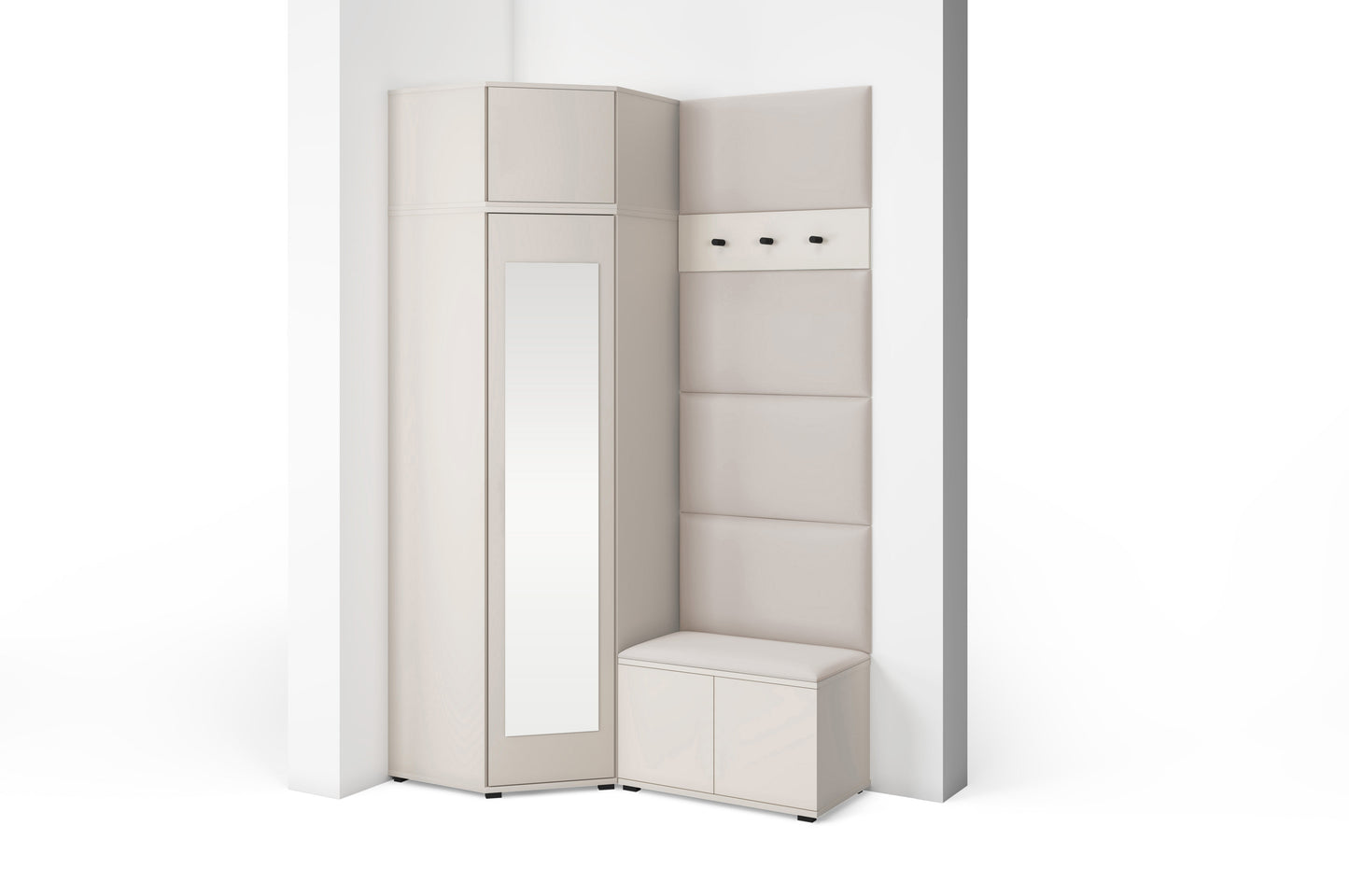 PK Bianco 18 Hallway Wardrobe Set - Upholstered Panels in Various Colours