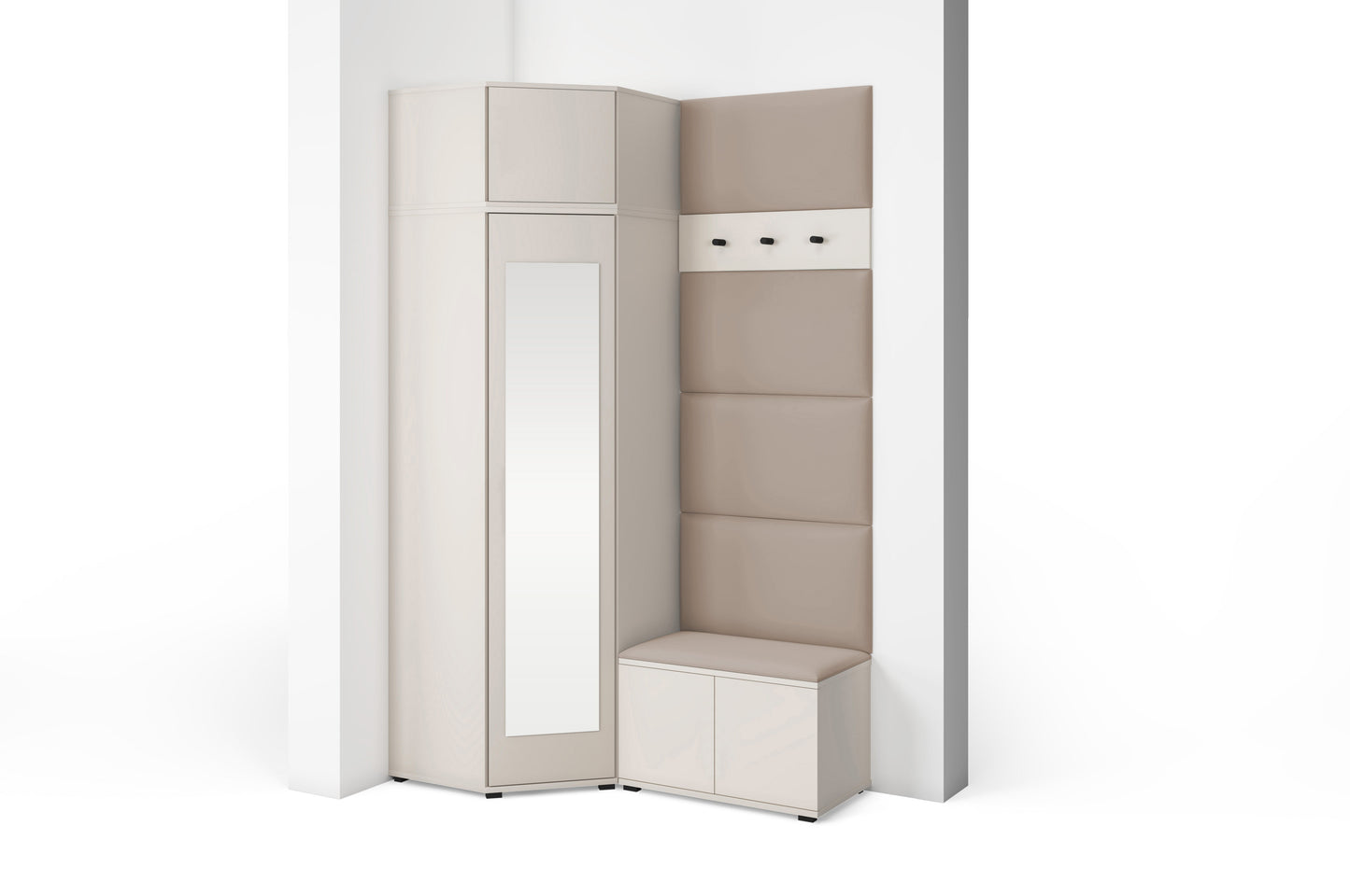 PK Bianco 18 Hallway Wardrobe Set - Upholstered Panels in Various Colours