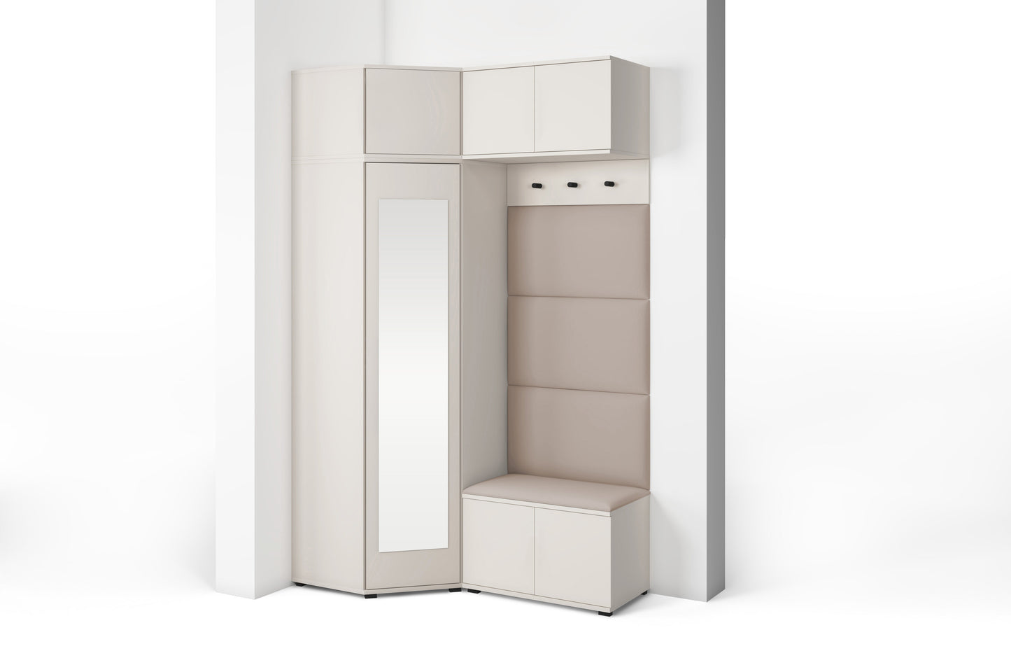 PK Bianco 19 Hallway Wardrobe Set - Upholstered Panels in Various Colours