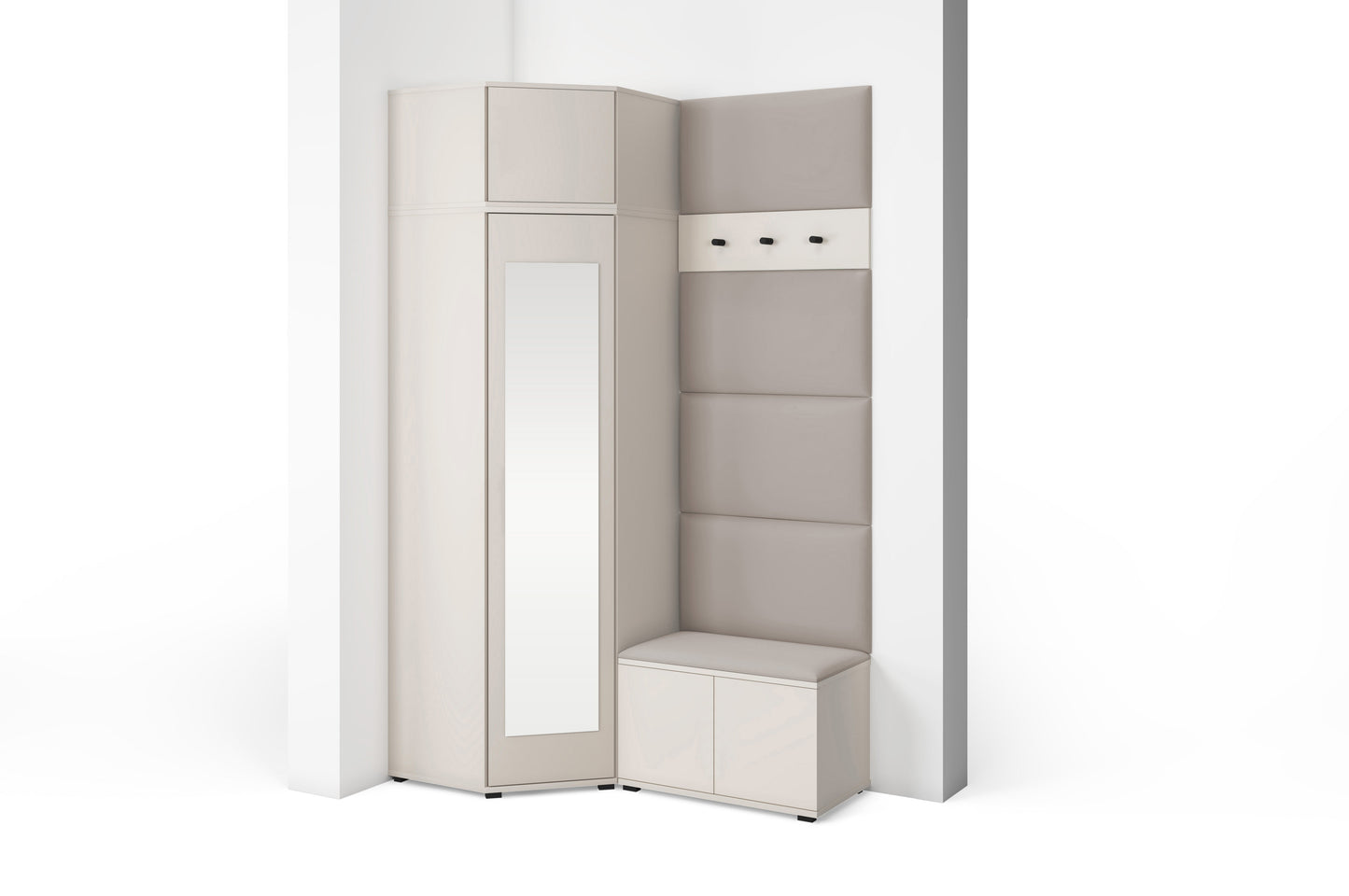 PK Bianco 18 Hallway Wardrobe Set - Upholstered Panels in Various Colours