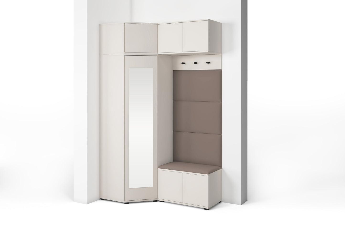 PK Bianco 19 Hallway Wardrobe Set - Upholstered Panels in Various Colours