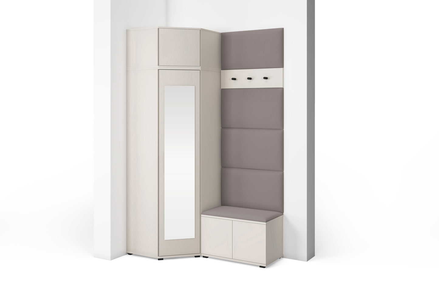 PK Bianco 18 Hallway Wardrobe Set - Upholstered Panels in Various Colours