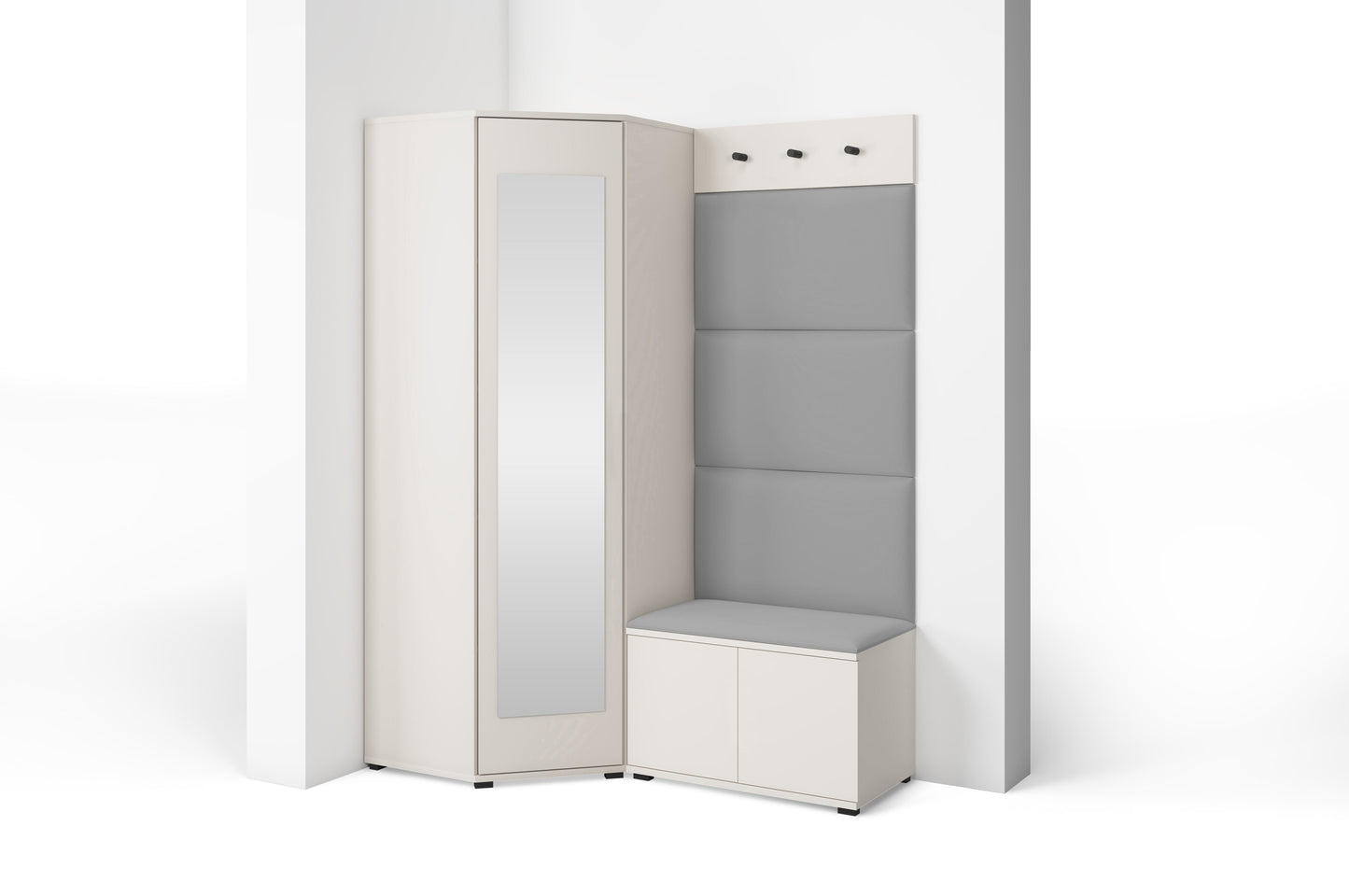 PK Bianco 17 Hallway Wardrobe Set - Upholstered Panels in Various Colours