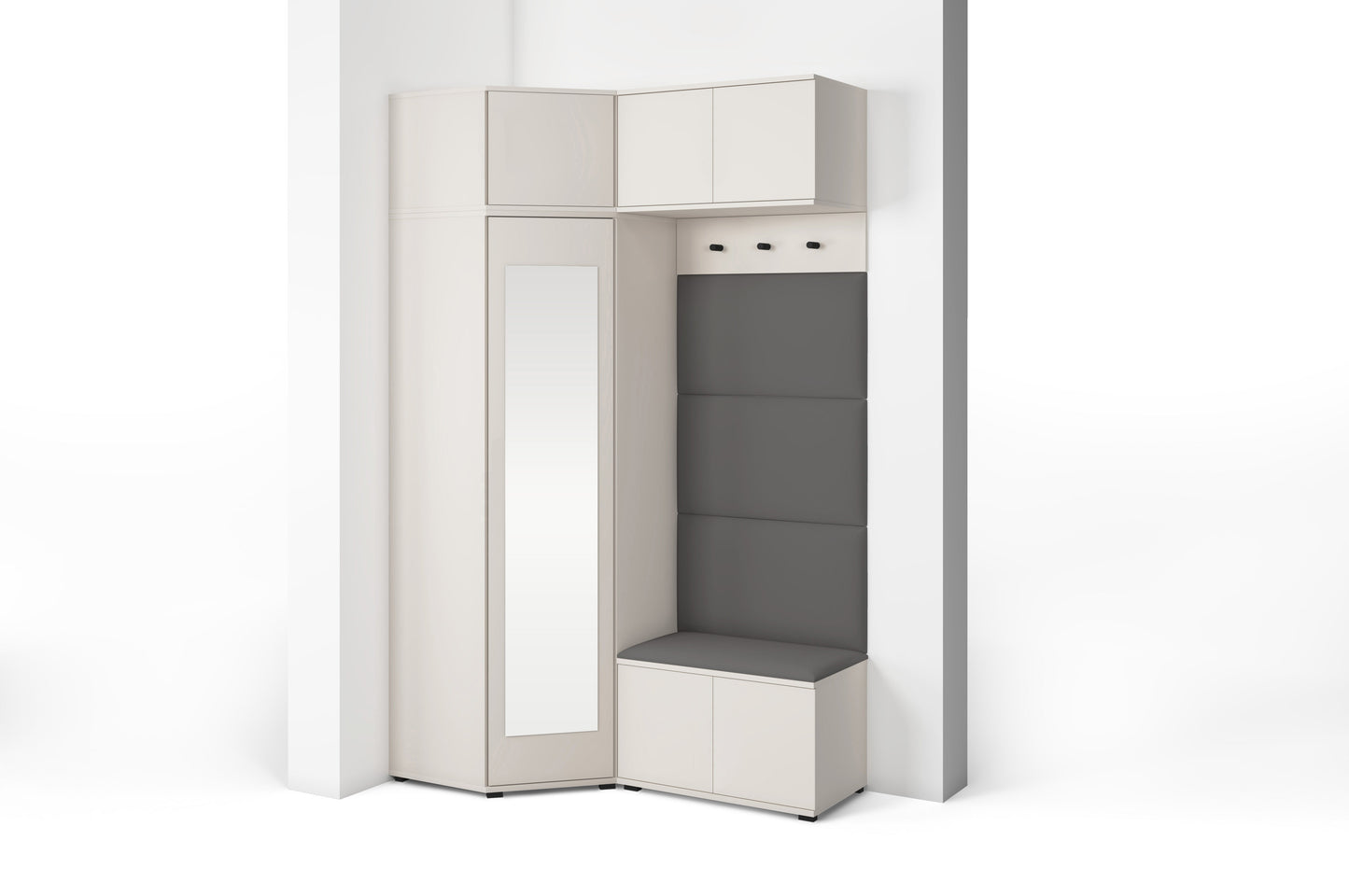 PK Bianco 19 Hallway Wardrobe Set - Upholstered Panels in Various Colours