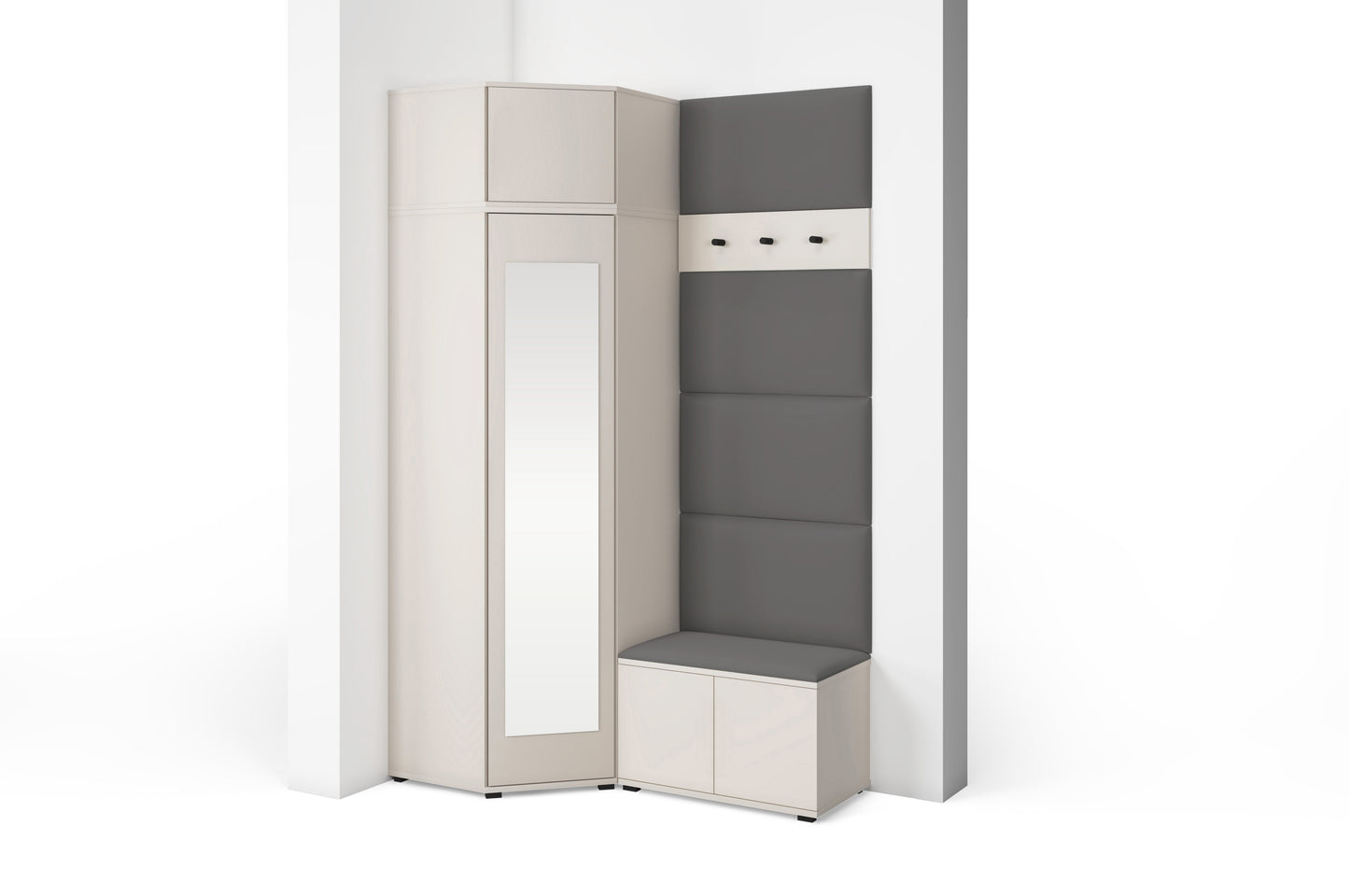 PK Bianco 18 Hallway Wardrobe Set - Upholstered Panels in Various Colours