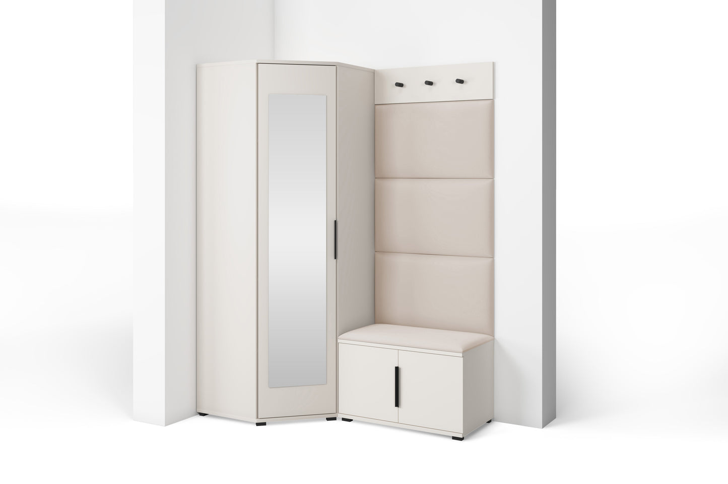 PK Bianco 17 Hallway Wardrobe Set - Upholstered Panels in Various Colours