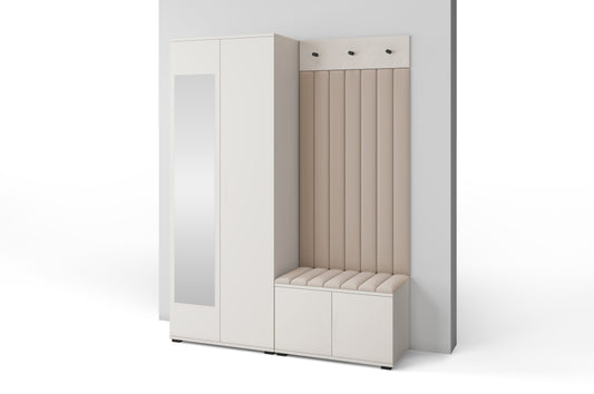 PK Bianco 13 Hallway Wardrobe Set - Upholstered Panels in Various Colours