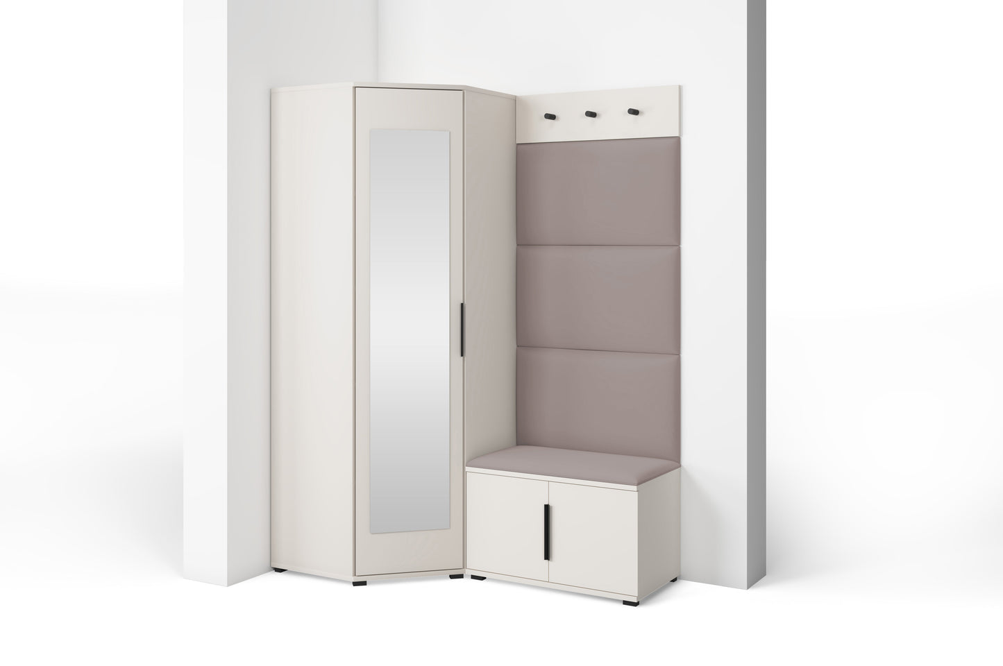 PK Bianco 17 Hallway Wardrobe Set - Upholstered Panels in Various Colours